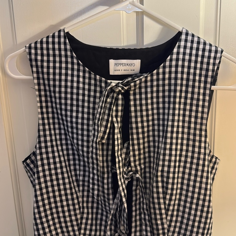 Peppermayo gingham tie shirt